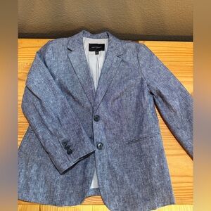 Banana Republic Classic Blue Chambray Linen Blazer